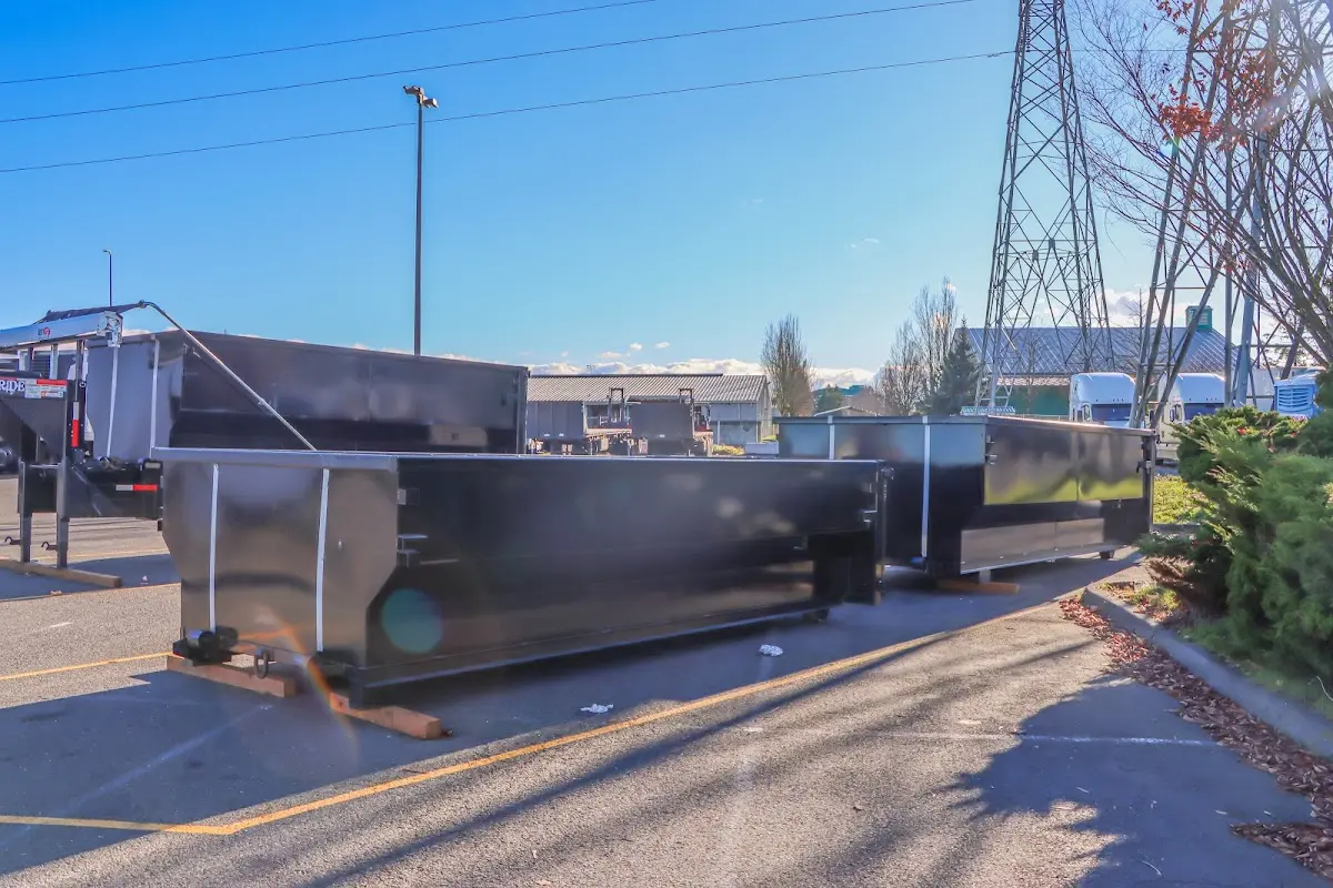 Roll-off dumpster ready for waste disposal at job site for Yard Waste Dumpster Rental in Wolf Trap
